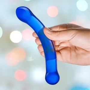 Gläs 6 Curved G-Spot Blue Glass Dildo