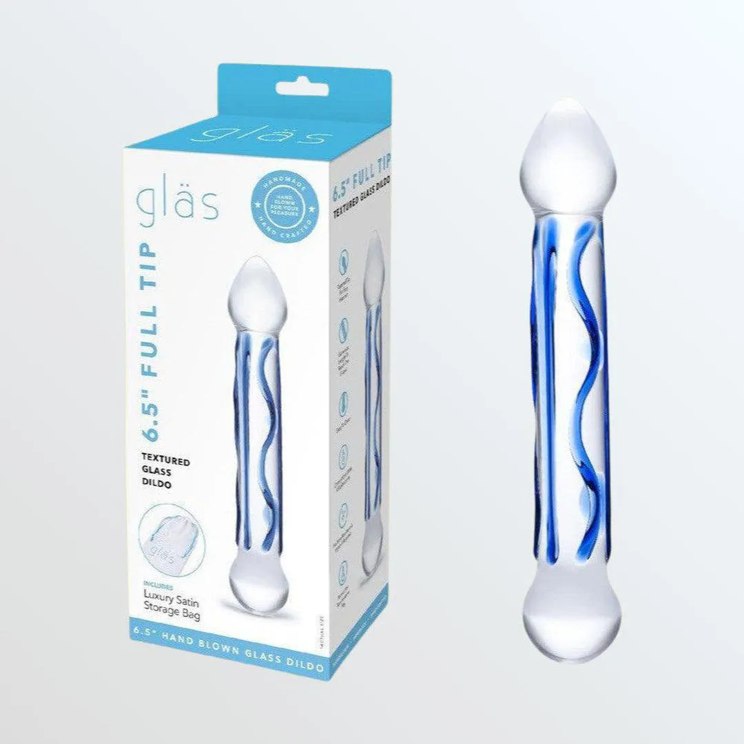 Gläs Full Tip 6.5 Textured Glass Dildo