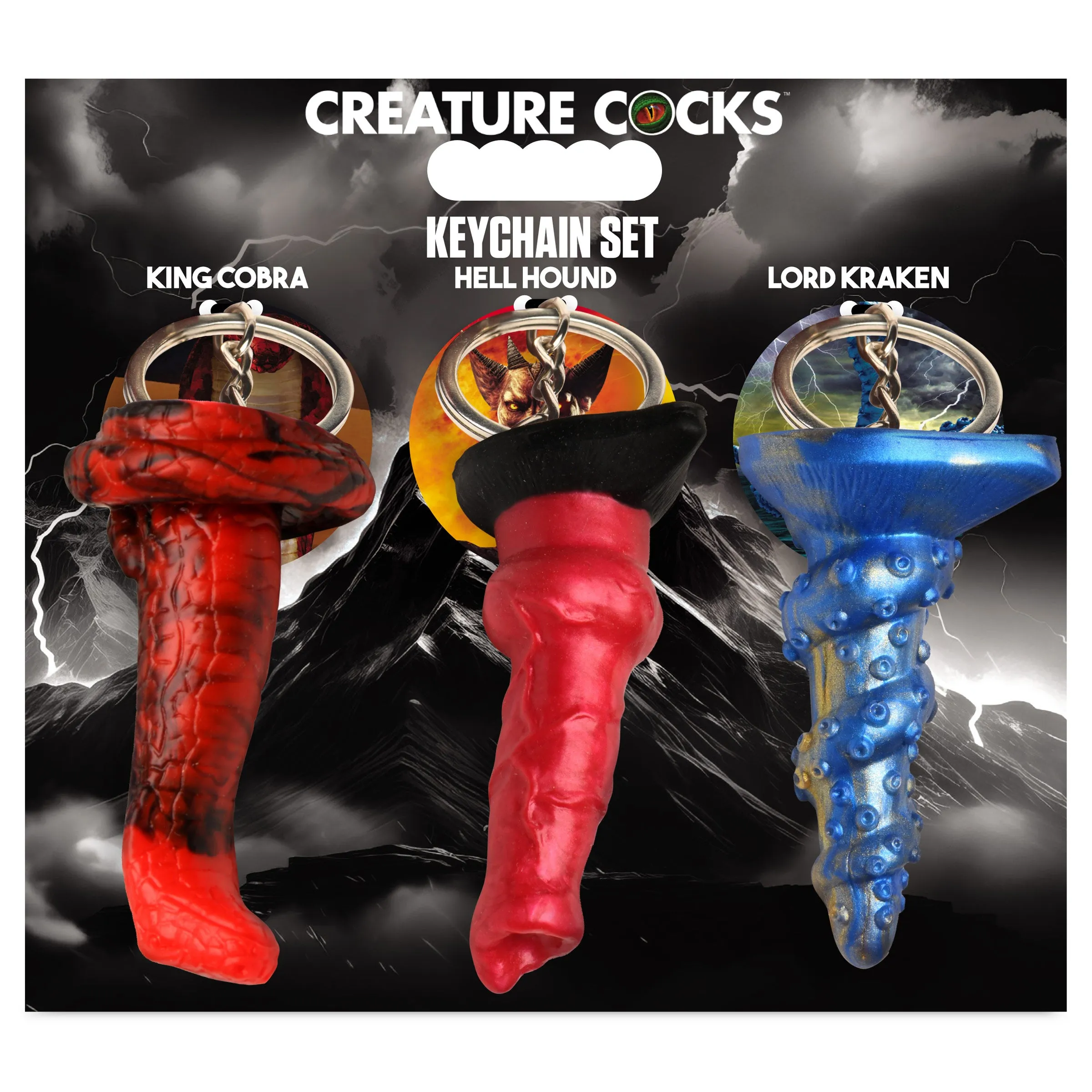 Hell-hound. Lord Kraken. & King Cobra Keychain Set