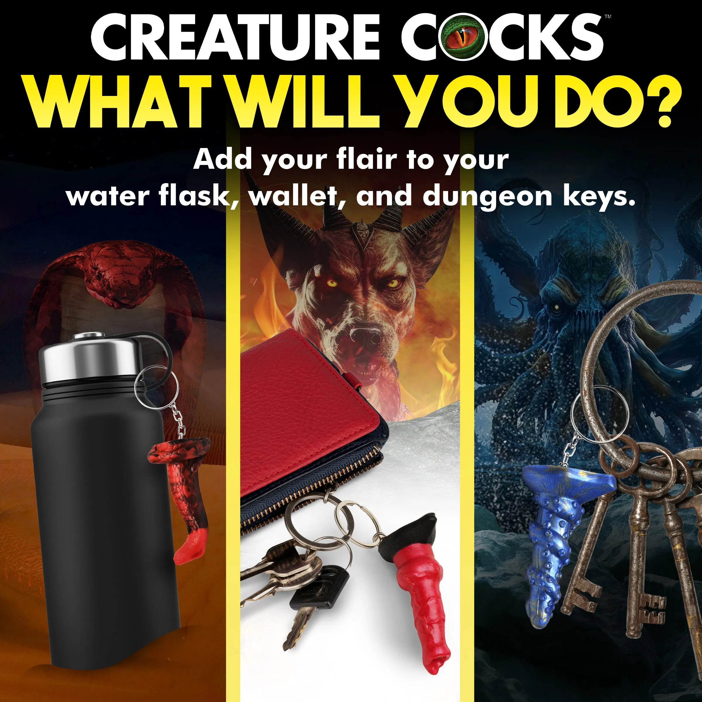 Hell-hound. Lord Kraken. & King Cobra Keychain Set