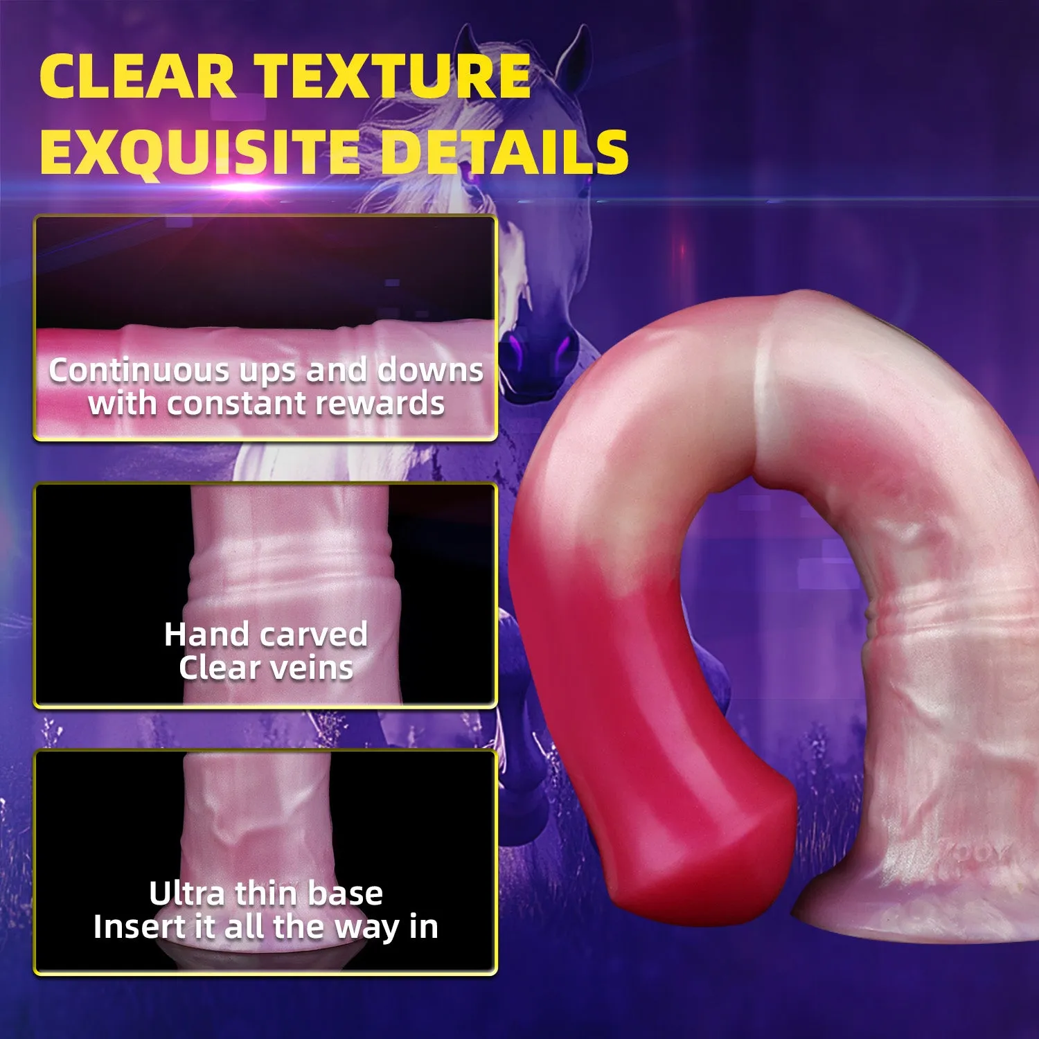Horse Dildo Anal Butt Plug - Fantasy Squirting Monsterdildo Pink Masturbation Sex Toys for Women