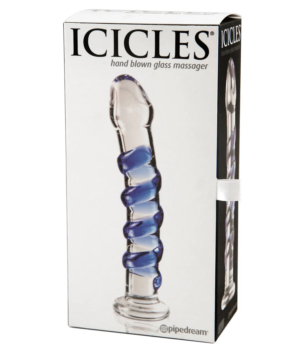 Icicles Sapphire Spiral Glass Dildo