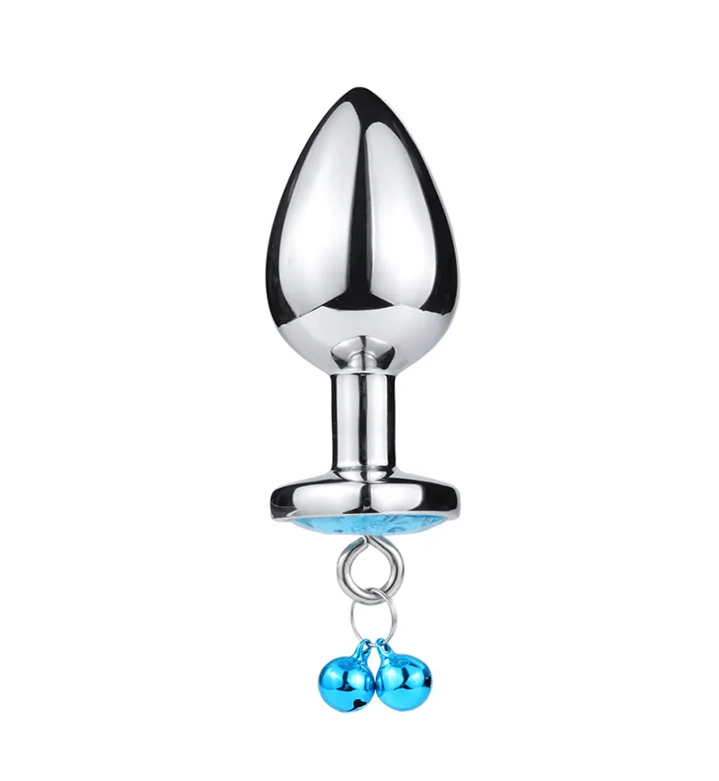 Jewelled Heart Metal Butt Plug With Chain Bell