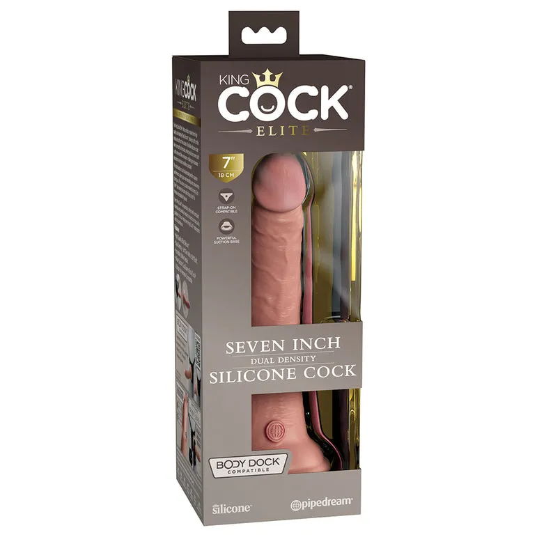 King Cock Elite 7 Silicone Dual Density Dildo - Vanilla