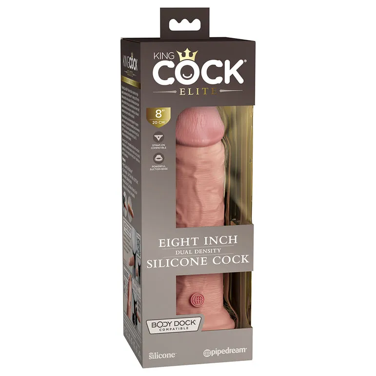 King Cock Elite 8 Inch Silicone Dual Density Dildo - Vanilla