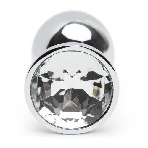 LARGE Clear Crystal Metal Butt Plug Anal Jewel 9 cm