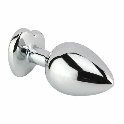 LARGE Heart Base Metal butt plug Pink 9 cm