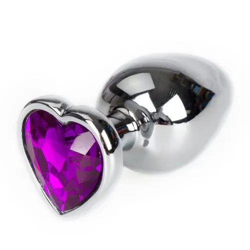 LARGE Heart Base Metal butt plug Violet 9 cm