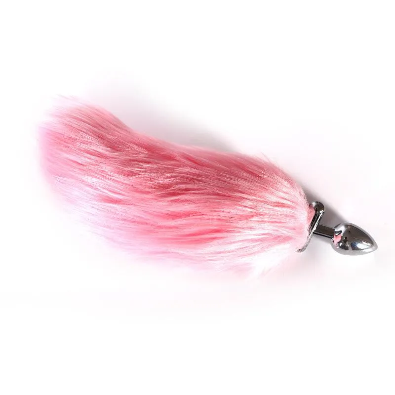 Lighting Stainless Steel Faux Fox Tail Butt Plug For Cosplay