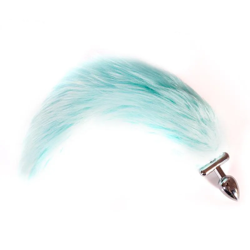 Lighting Stainless Steel Faux Fox Tail Butt Plug For Cosplay