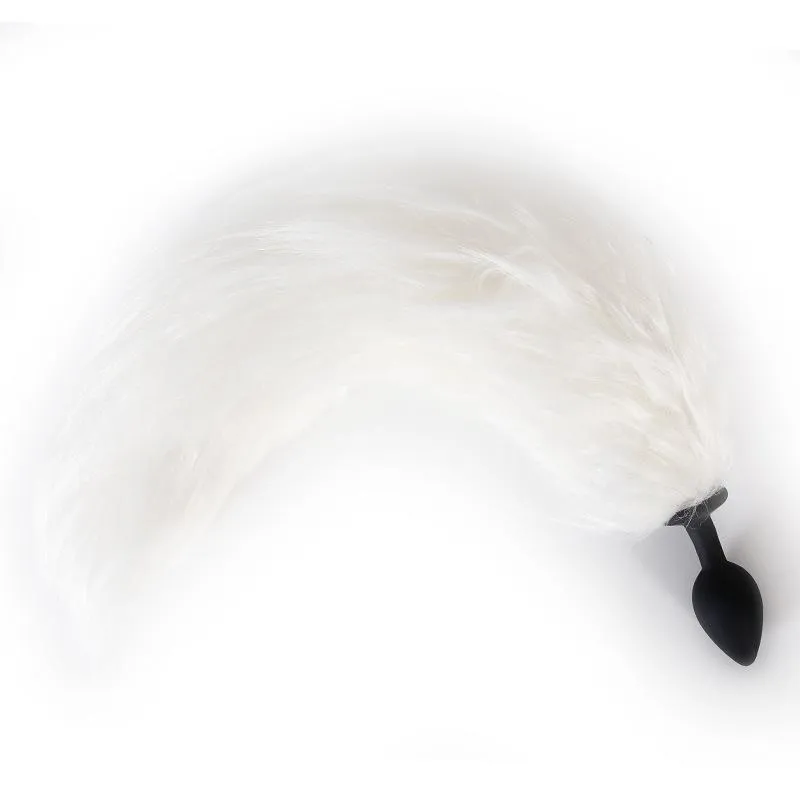 Lighting Stainless Steel Faux Fox Tail Butt Plug For Cosplay