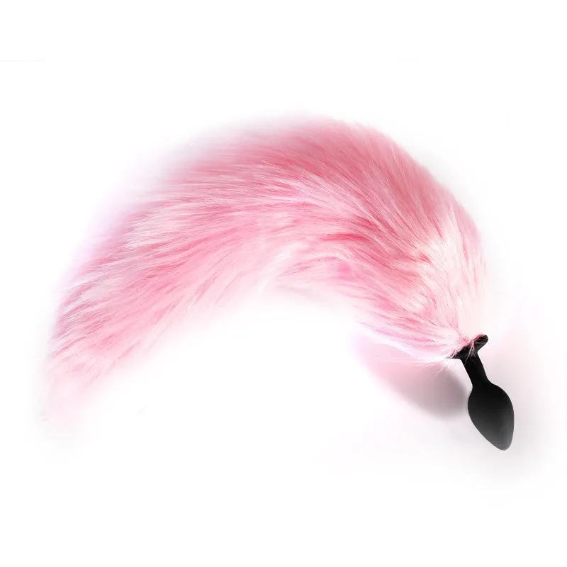 Lighting Stainless Steel Faux Fox Tail Butt Plug For Cosplay