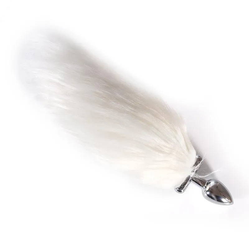 Lighting Stainless Steel Faux Fox Tail Butt Plug For Cosplay