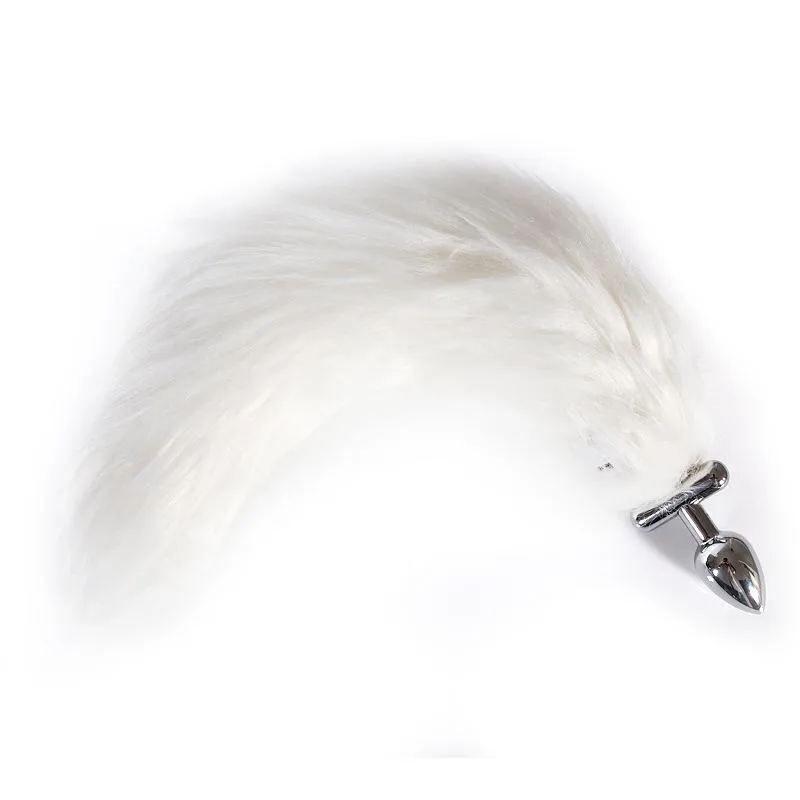 Lighting Stainless Steel Faux Fox Tail Butt Plug For Cosplay