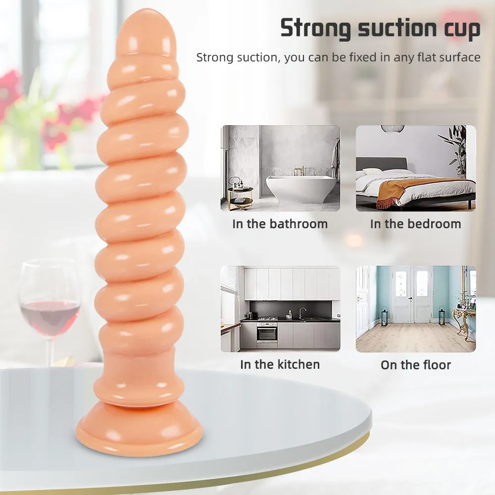 Long Spiral Silicone Dildo Anal Plug - Big Expansion Anal Dildos with Suction Cup Butt Plug