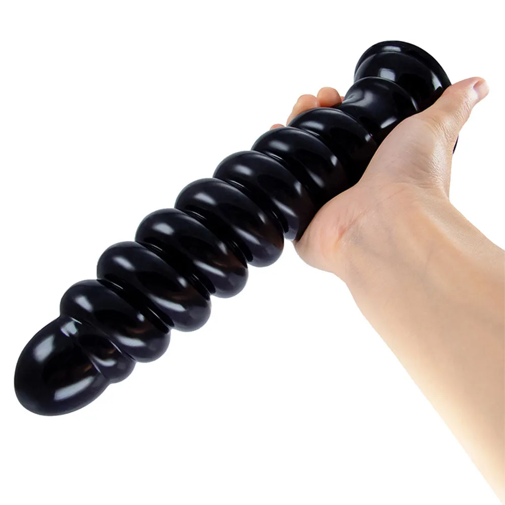 Long Spiral Silicone Dildo Anal Plug - Big Expansion Anal Dildos with Suction Cup Butt Plug
