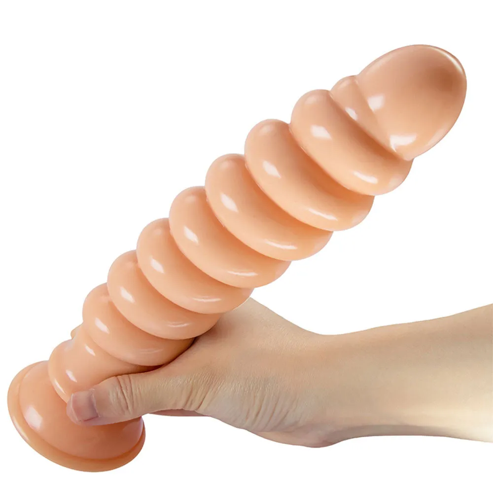 Long Spiral Silicone Dildo Anal Plug - Big Expansion Anal Dildos with Suction Cup Butt Plug