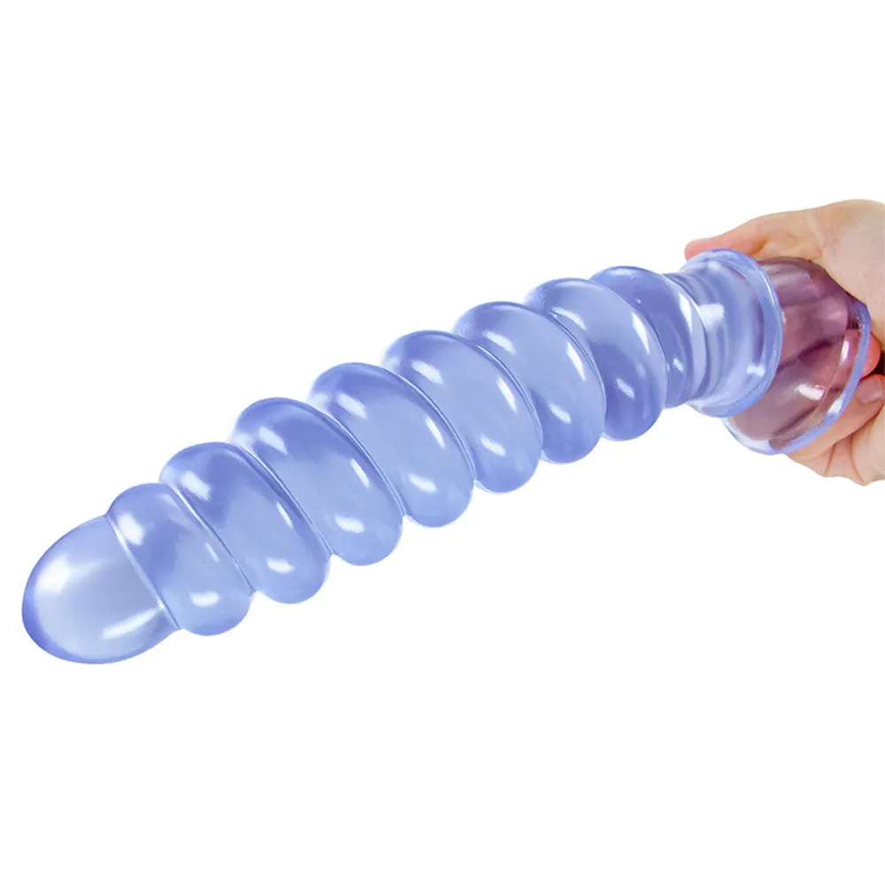 Long Spiral Silicone Dildo Anal Plug - Big Expansion Anal Dildos with Suction Cup Butt Plug