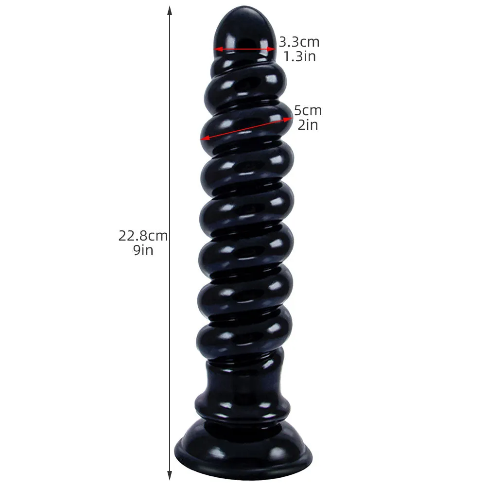 Long Spiral Silicone Dildo Anal Plug - Big Expansion Anal Dildos with Suction Cup Butt Plug