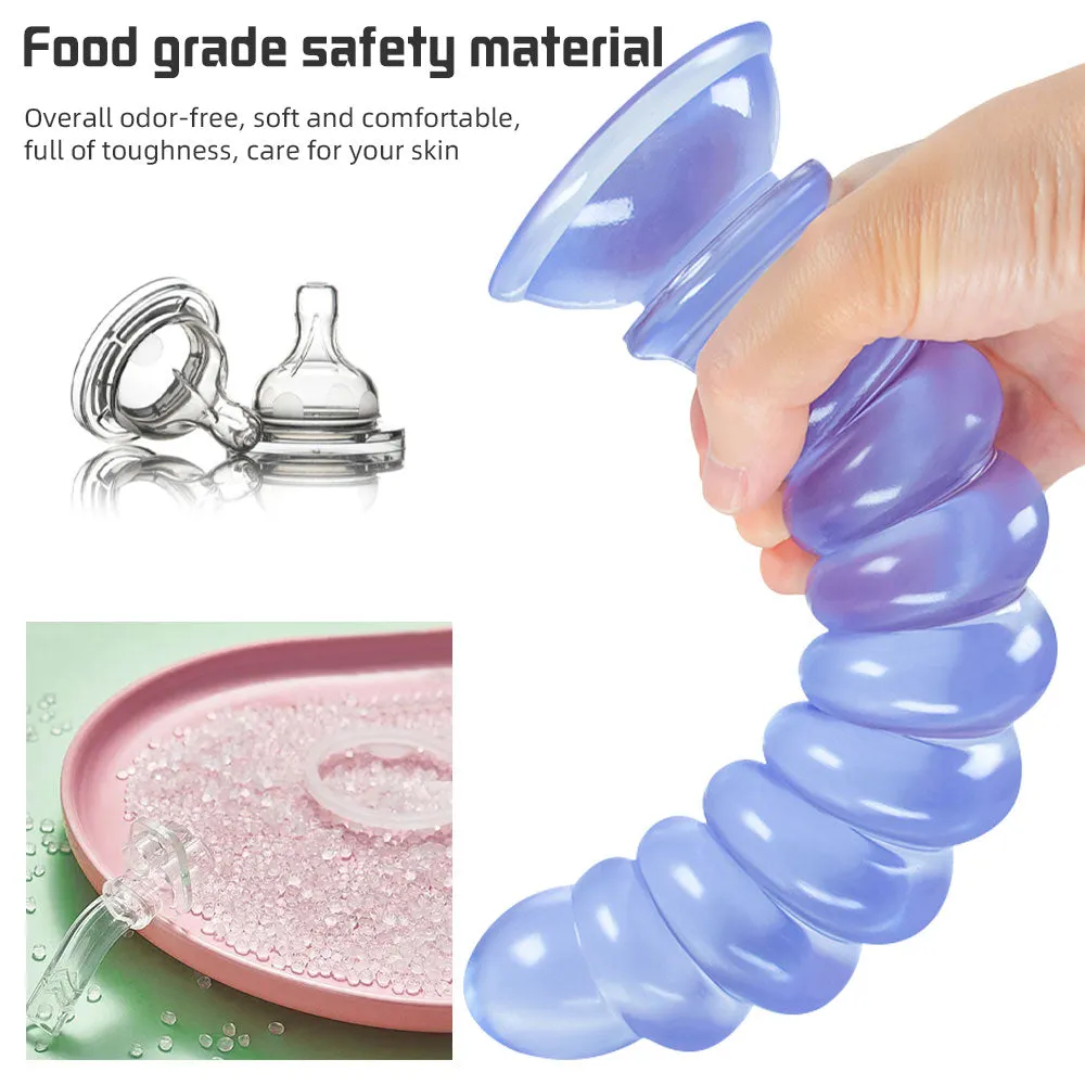 Long Spiral Silicone Dildo Anal Plug - Big Expansion Anal Dildos with Suction Cup Butt Plug