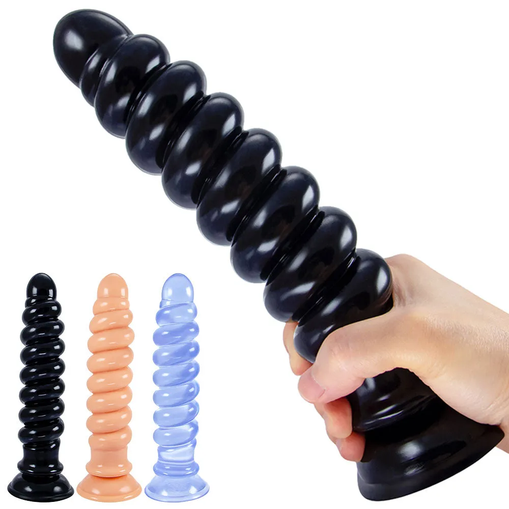 Long Spiral Silicone Dildo Anal Plug - Big Expansion Anal Dildos with Suction Cup Butt Plug