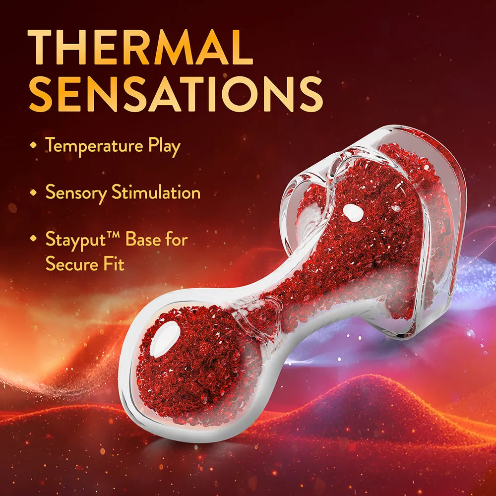 Lustre Glass Butt Plug with Gem Base & Red Crystals