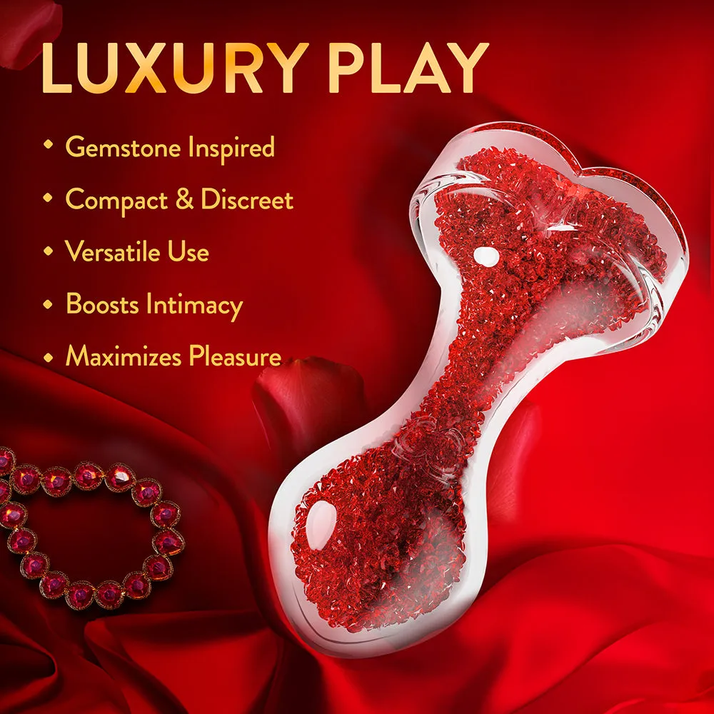 Lustre Glass Butt Plug with Gem Base & Red Crystals