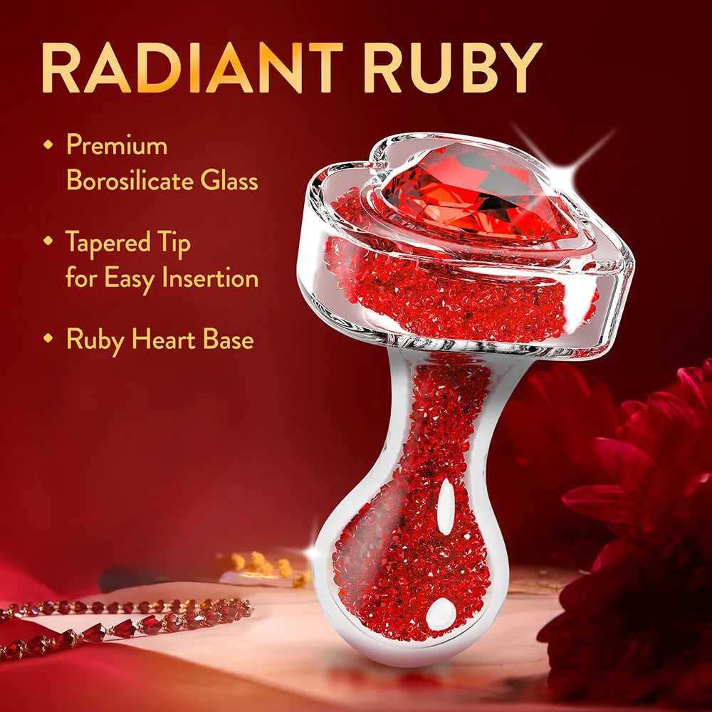 Lustre Glass Butt Plug with Gem Base & Red Crystals