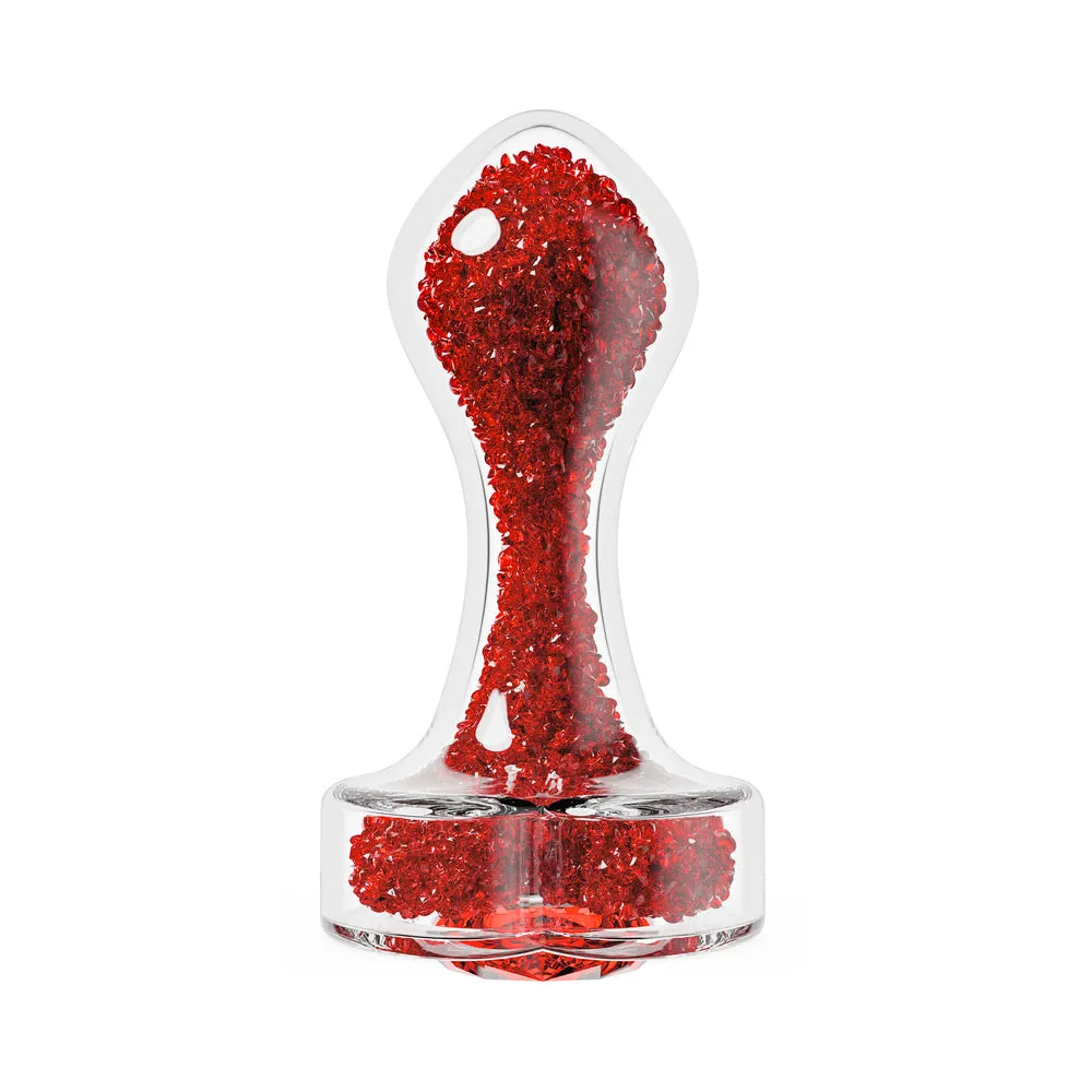 Lustre Glass Butt Plug with Gem Base & Red Crystals