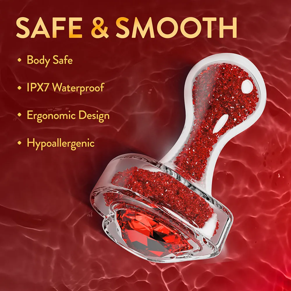 Lustre Glass Butt Plug with Gem Base & Red Crystals