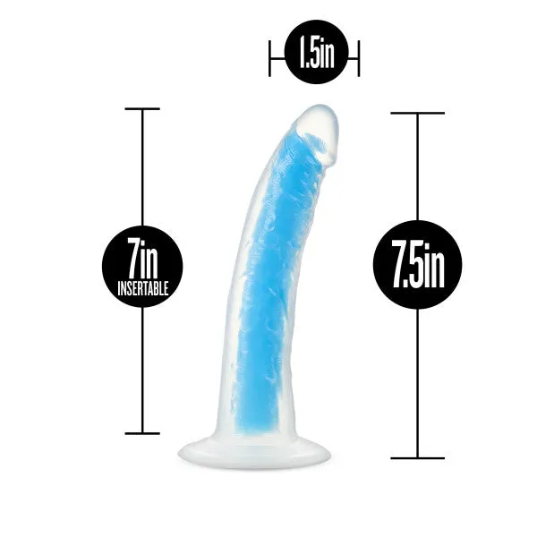 Neo Elite Glow in the Dark 7.5 Inch Silicone Dildo - Blue