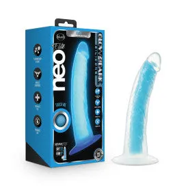 Neo Elite Glow in the Dark 7.5 Inch Silicone Dildo - Blue