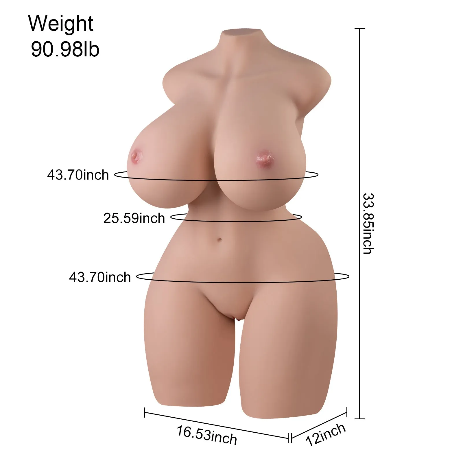 Nerissa: 90.98lb Full Size Torso Sex Doll