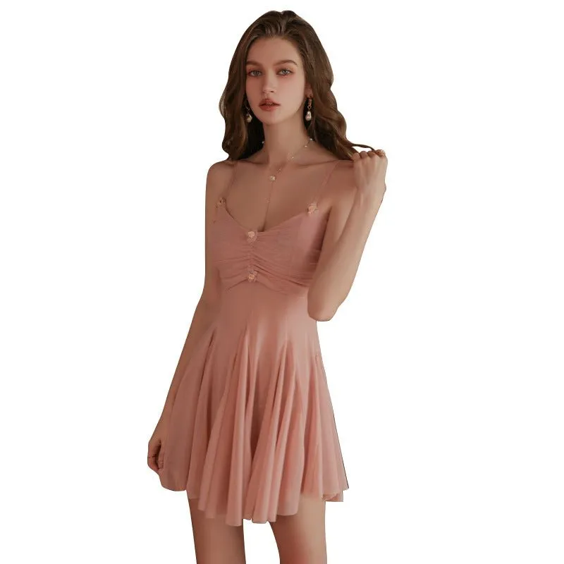 Petal Glow Mesh Babydoll Lingerie set
