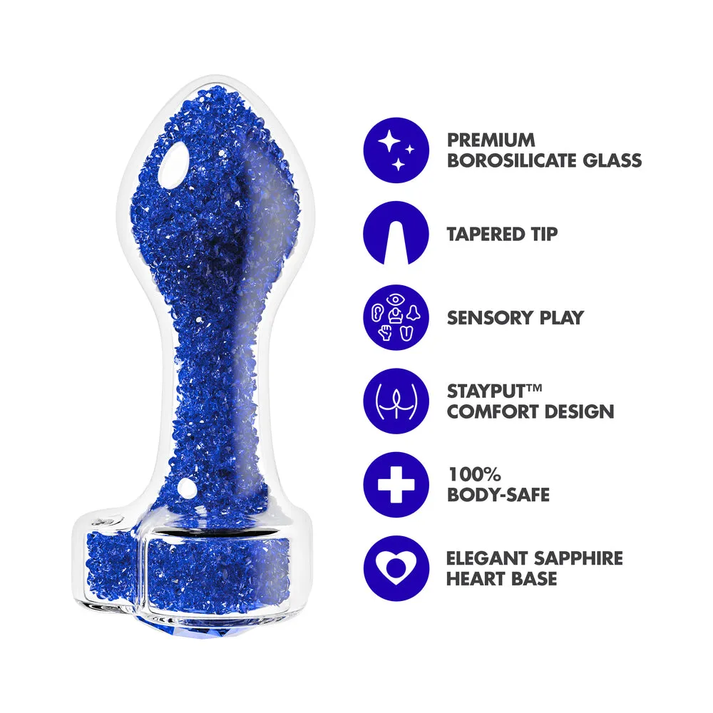 Prestige Glass Butt Plug with Gem Base & Blue Crystals
