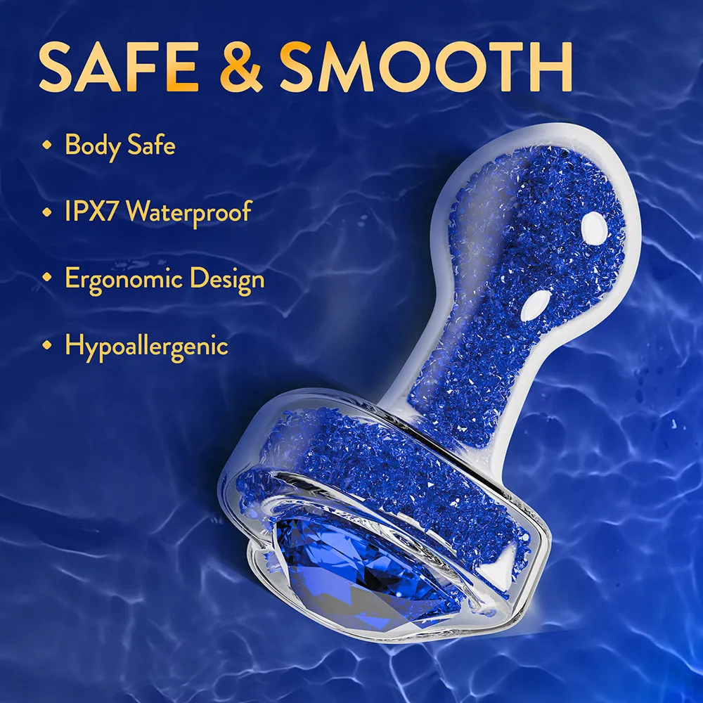 Prestige Glass Butt Plug with Gem Base & Blue Crystals