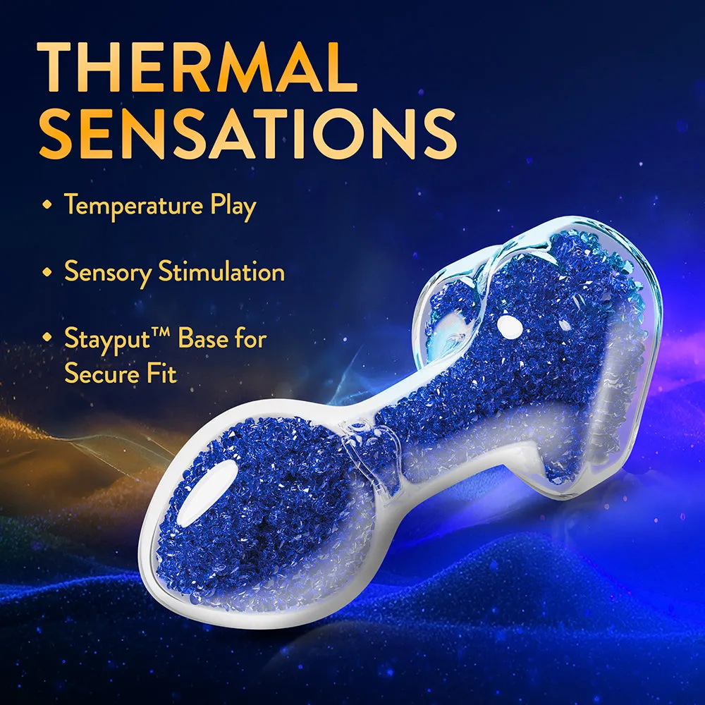 Prestige Glass Butt Plug with Gem Base & Blue Crystals