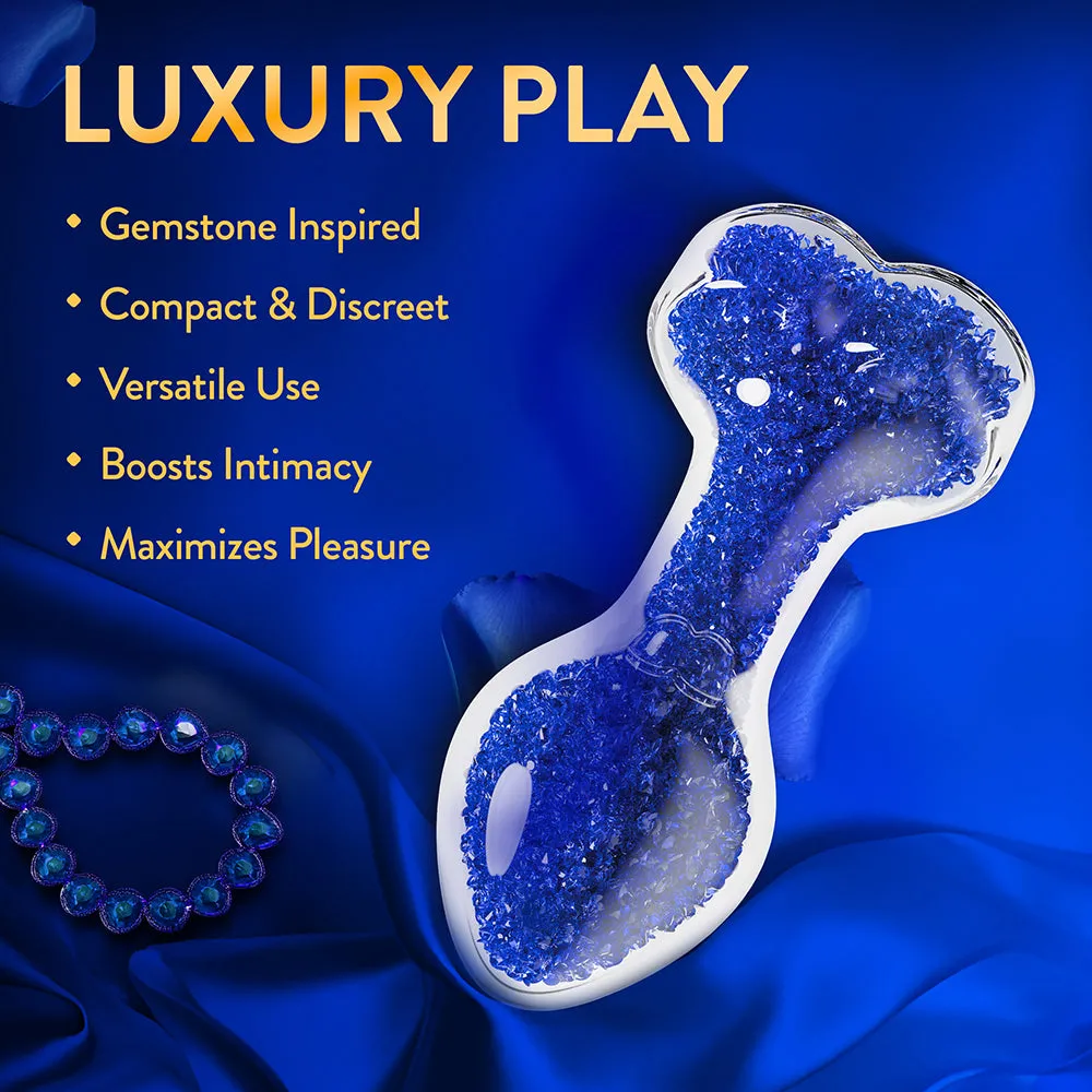Prestige Glass Butt Plug with Gem Base & Blue Crystals