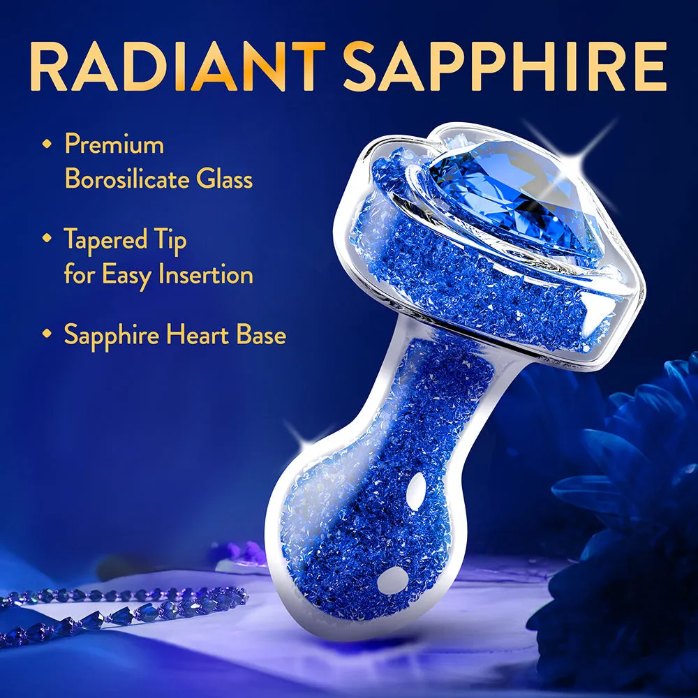 Prestige Glass Butt Plug with Gem Base & Blue Crystals