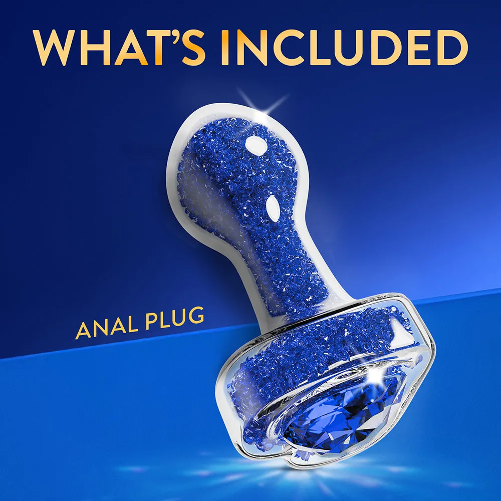 Prestige Glass Butt Plug with Gem Base & Blue Crystals