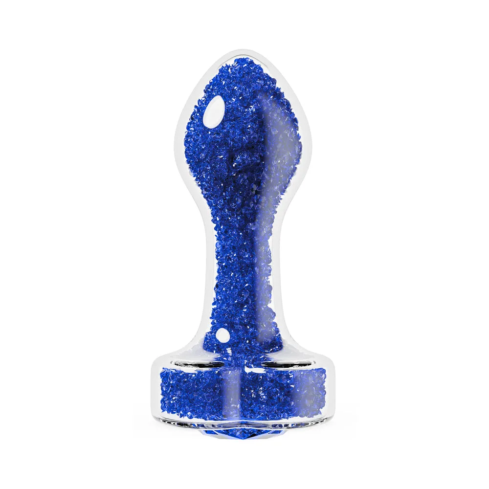 Prestige Glass Butt Plug with Gem Base & Blue Crystals