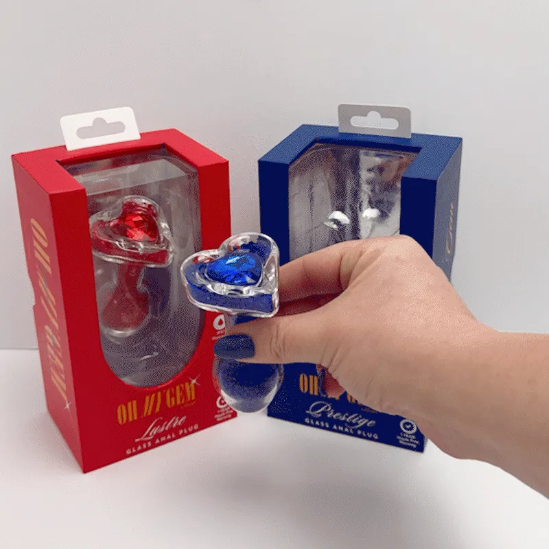 Prestige Glass Butt Plug with Gem Base & Blue Crystals