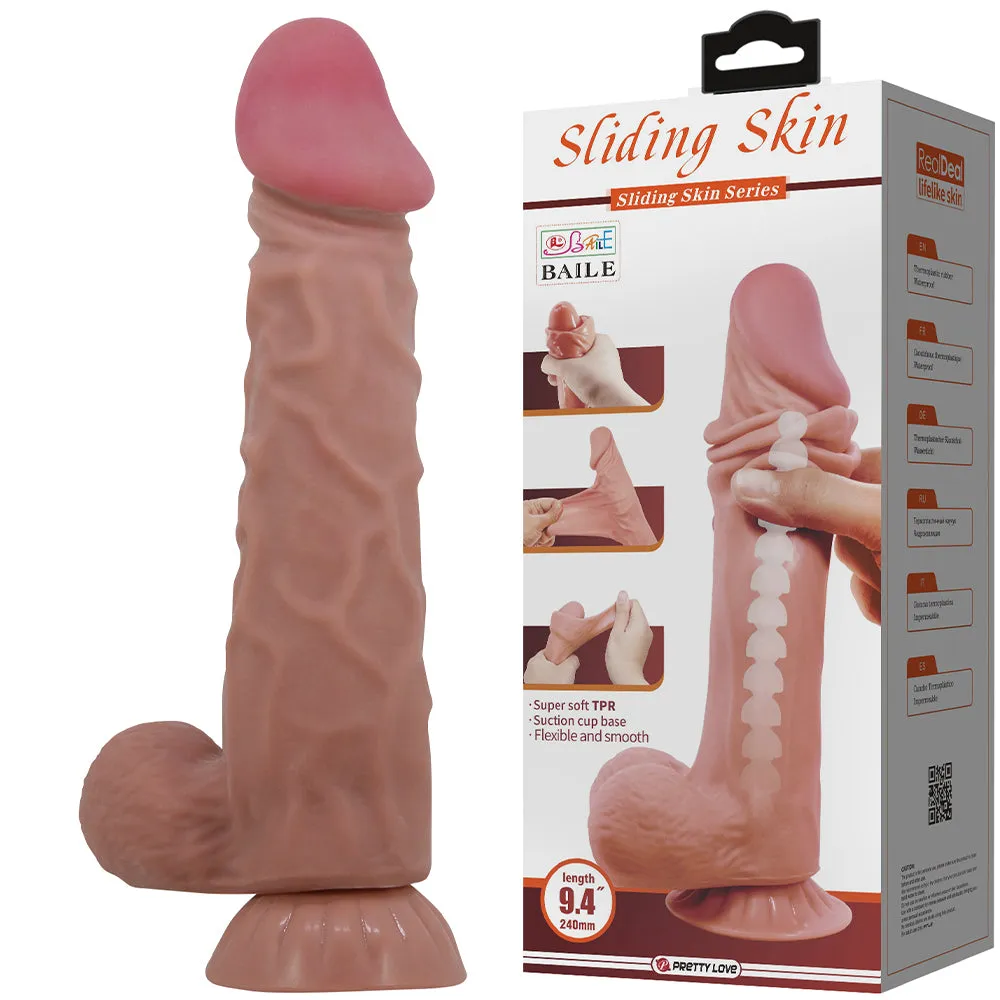 Pretty Love Sliding Skin 9.4 Realistic Dildo Suction Cup Dong Sex Toy