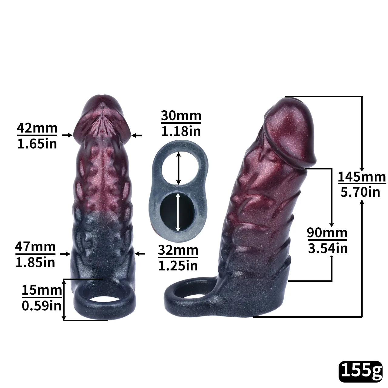 Realistic Glans Penis Cock Sleeve - Fantasy Cocksleeve Sheath Extender Male Sex Toys