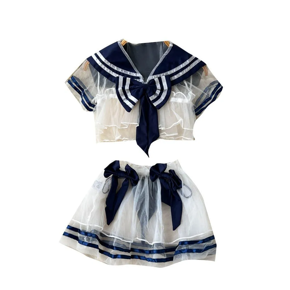 Sailor Tease Mesh Three Piece Lingerie