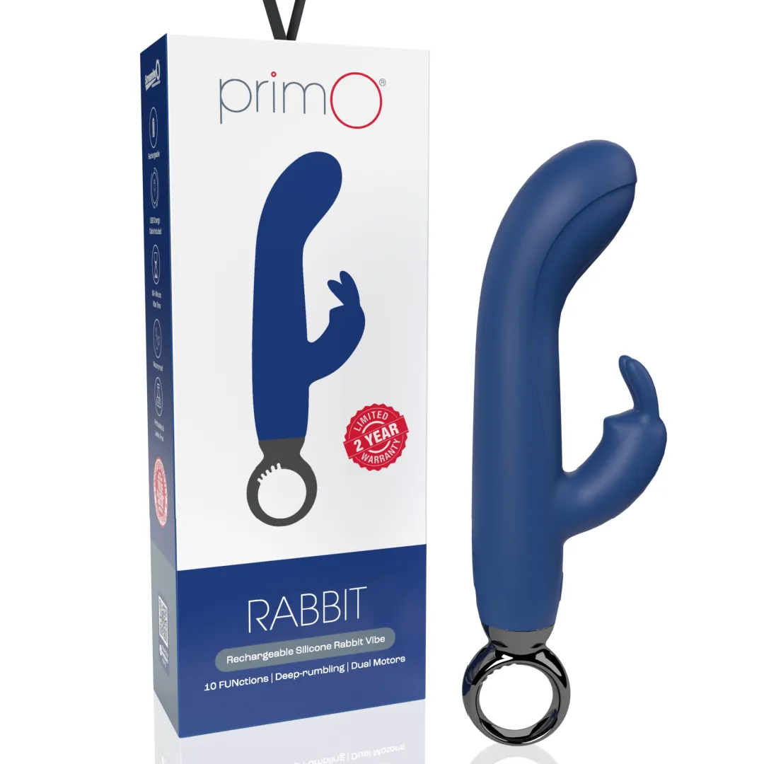Screaming O Primo Rabbit Vibrator with Finger Loop - Blue