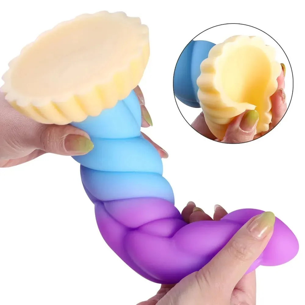 Silicone Fantasy Dildos Butt Plug - Colorful Dragon Monster Dildo G Spot Anal Sex Toy