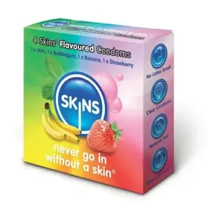 Skins Assorted Flavoured Lubricated Premium Condoms 4 Pack