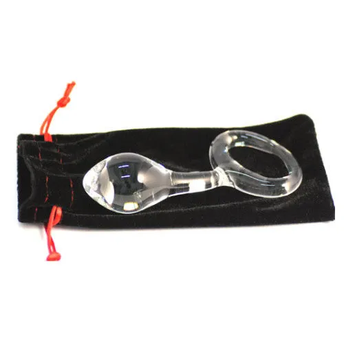 Small glass butt plug with retrieval ring 13 x Ø 3.3 cm