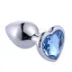 SMALL Heart Base Metal butt plug Sparkling Blue 7 cm